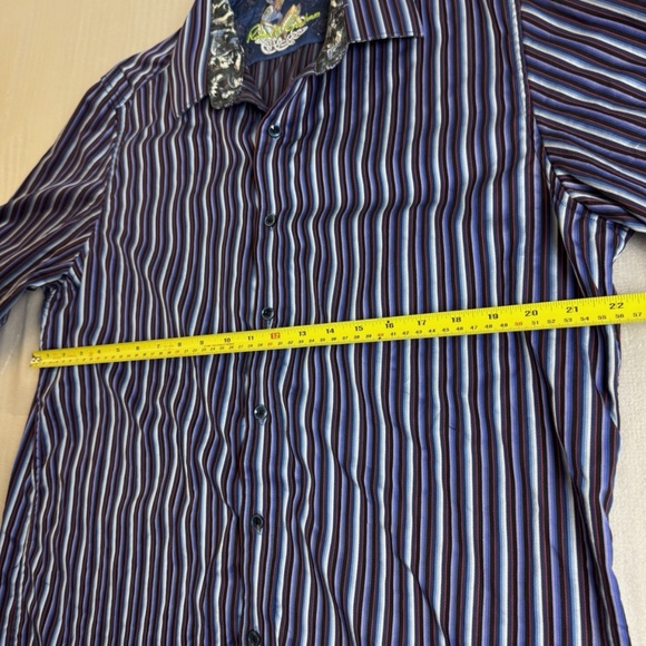 Robert Graham Rare Dragons Pattern Mens Shirt Size XL Purple Blue Flip Cuffs - Picture 12 of 13